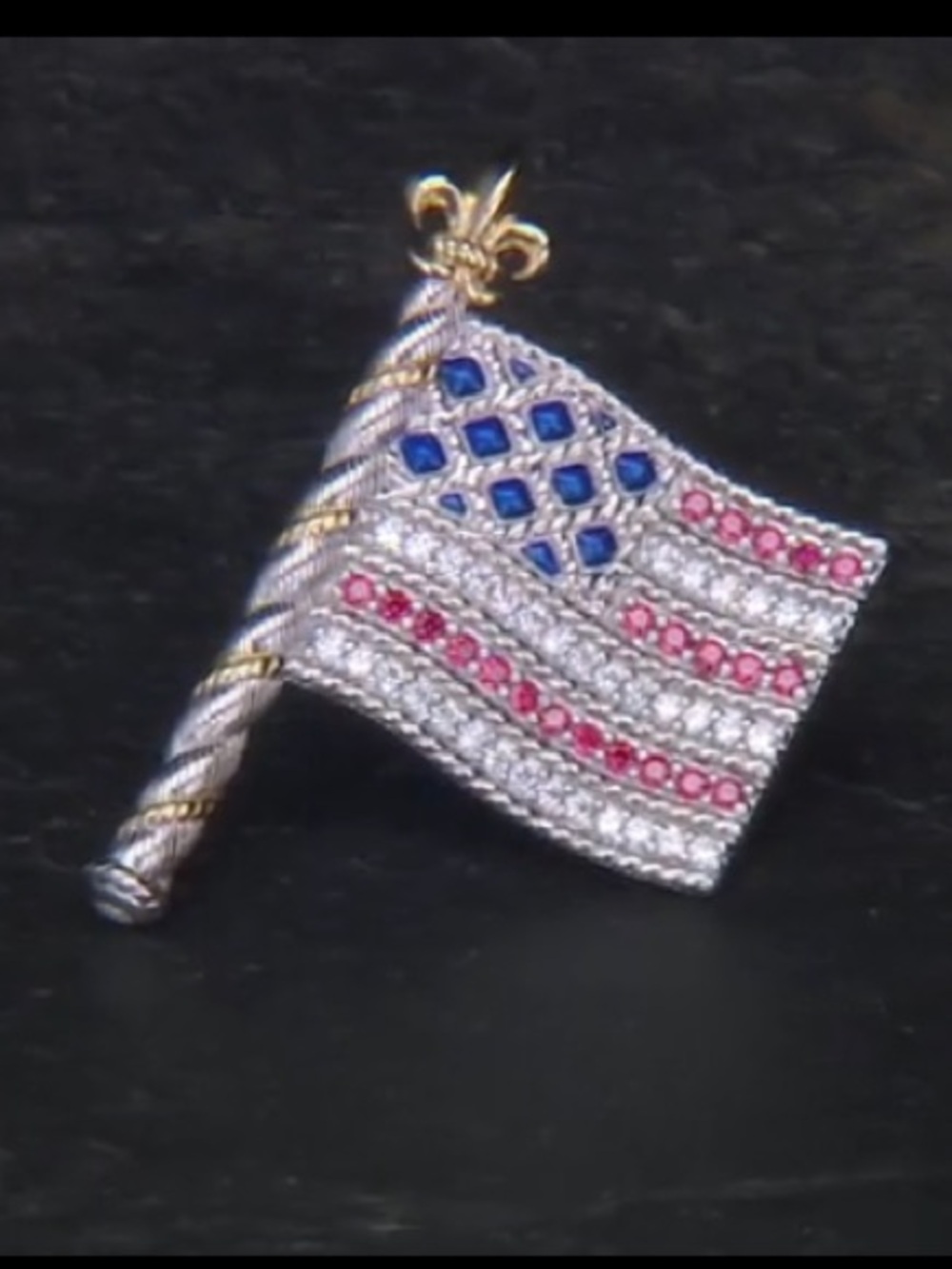 Judith Ripka Patriotic Flag Pin- Red -White and blue 🇱🇷 Fleudelei